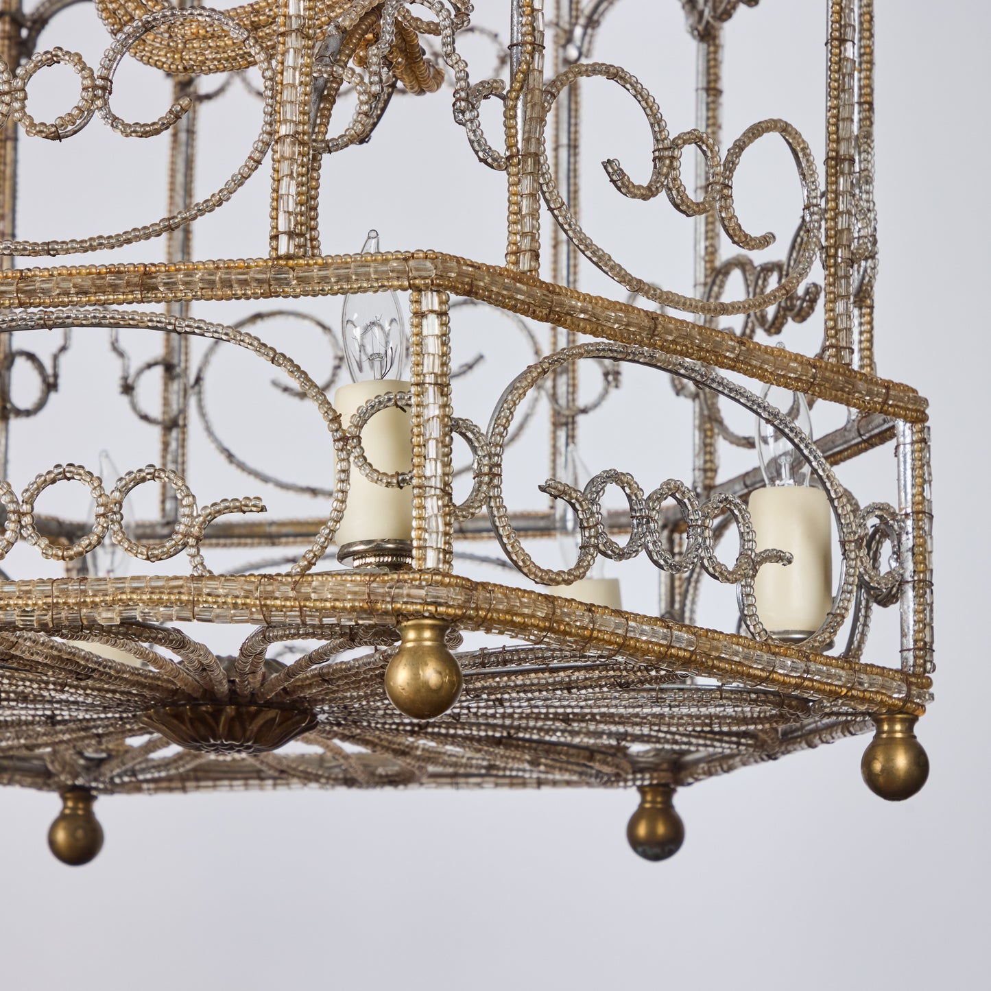 Beaded Sicilian Bird Cage Chandelier