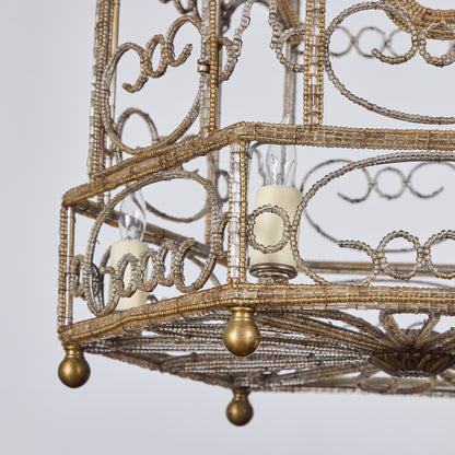 Beaded Sicilian Bird Cage Chandelier