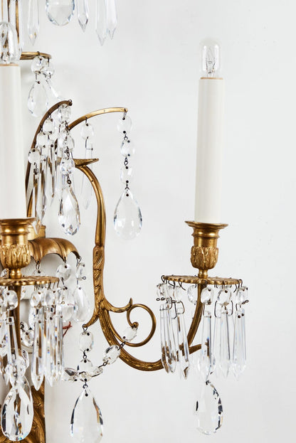 Suite of Russian, Cut Crystal Sconces