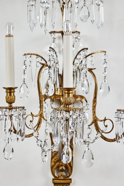 Suite of Russian, Cut Crystal Sconces