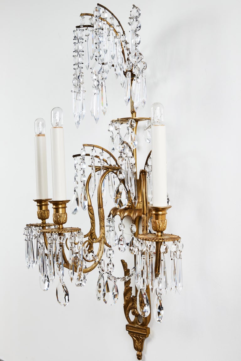 Suite of Russian, Cut Crystal Sconces