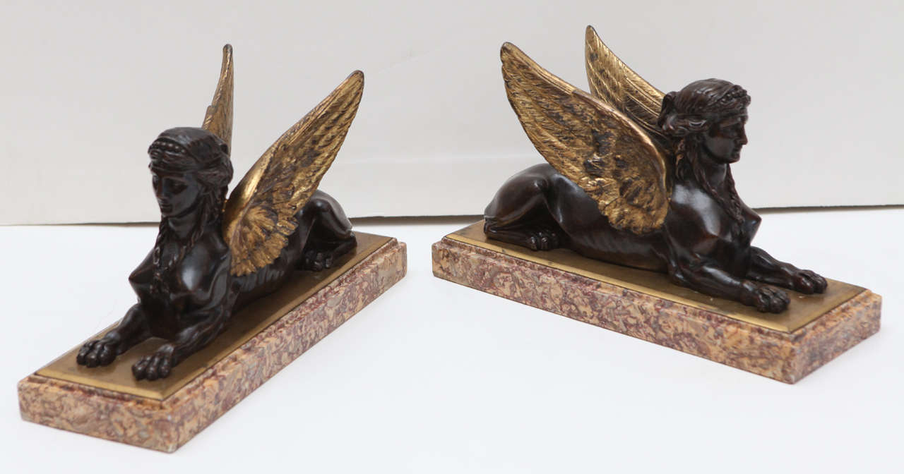 19th c. Bronze Sphinx Sculptures