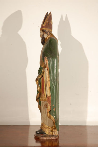 18th/19th Century Wood Statue of a Bishop