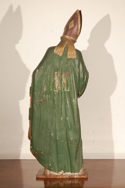 18th/19th Century Wood Statue of a Bishop