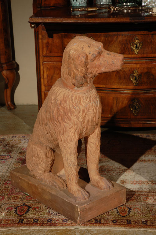 19th c., Terracotta Poodle Statues