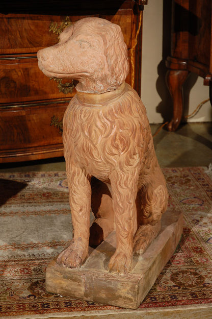 19th c., Terracotta Poodle Statues