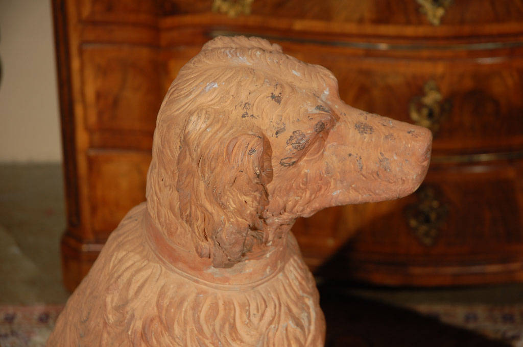 19th c., Terracotta Poodle Statues