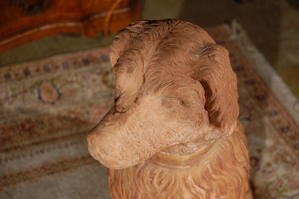 19th c., Terracotta Poodle Statues