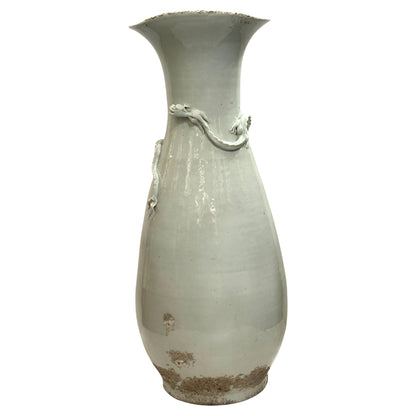 Large Chinese Hand-Thrown, Glazed Earthenware Vase