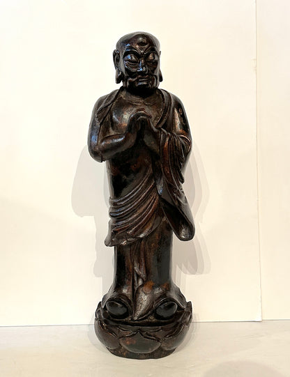 Pair of 19th Century Hand-Carved Buddhist Monks