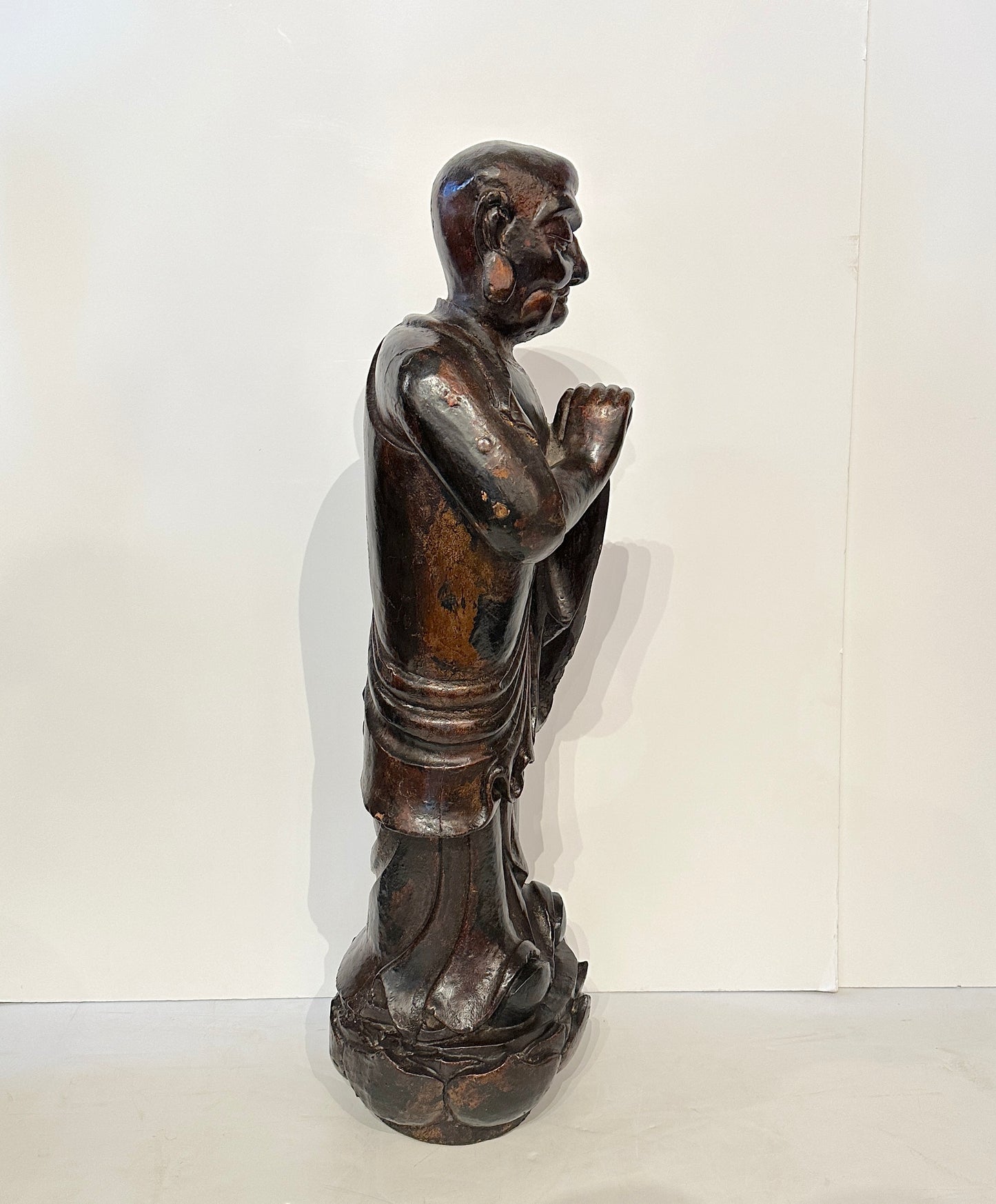 Pair of 19th Century Hand-Carved Buddhist Monks