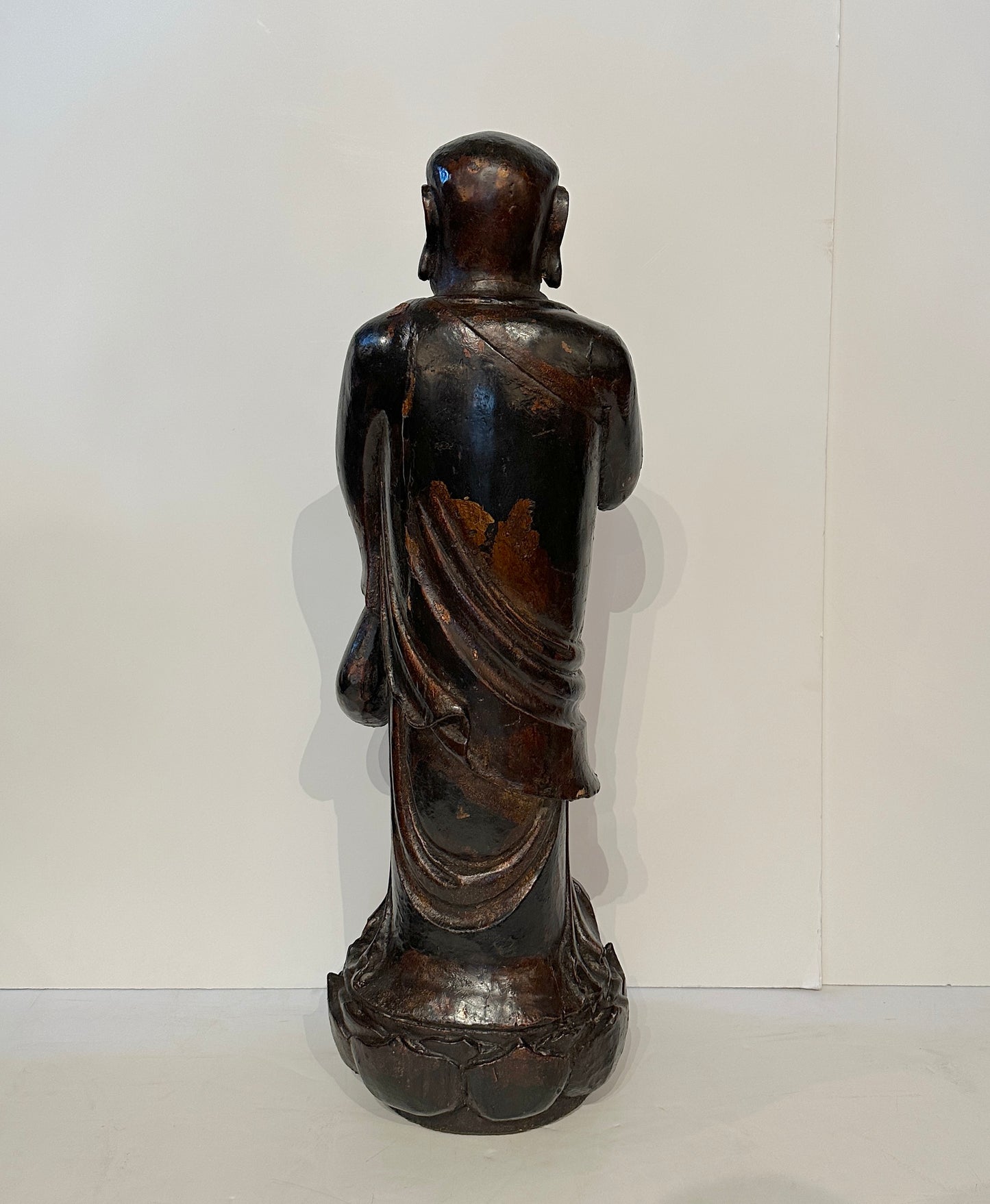 Pair of 19th Century Hand-Carved Buddhist Monks