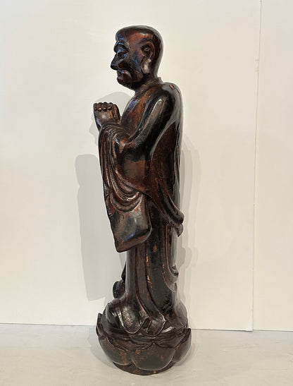 Pair of 19th Century Hand-Carved Buddhist Monks