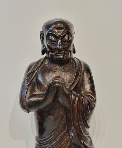 Pair of 19th Century Hand-Carved Buddhist Monks
