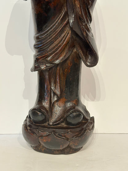 Pair of 19th Century Hand-Carved Buddhist Monks