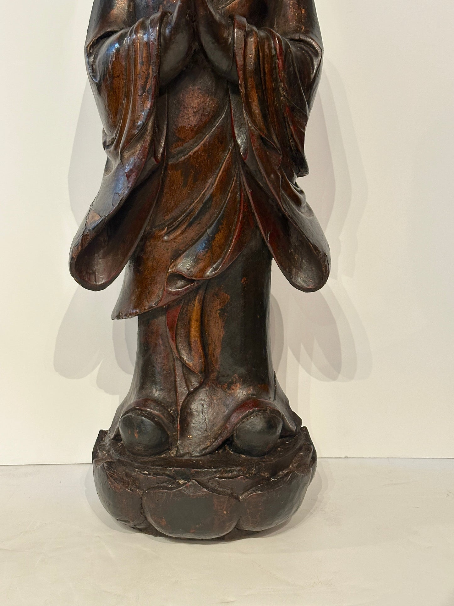 Pair of 19th Century Hand-Carved Buddhist Monks