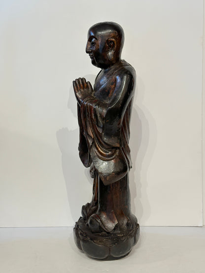 Pair of 19th Century Hand-Carved Buddhist Monks