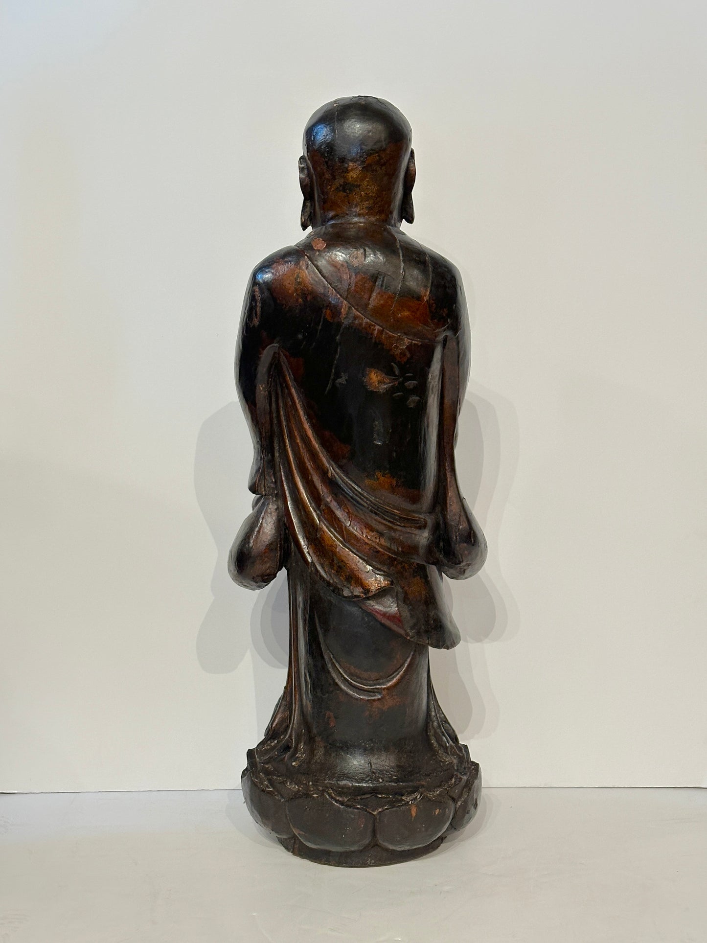 Pair of 19th Century Hand-Carved Buddhist Monks