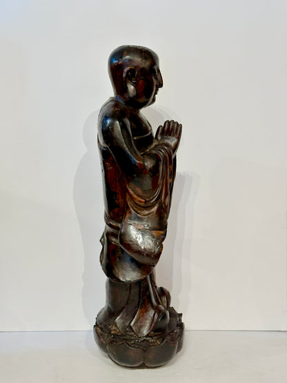 Pair of 19th Century Hand-Carved Buddhist Monks