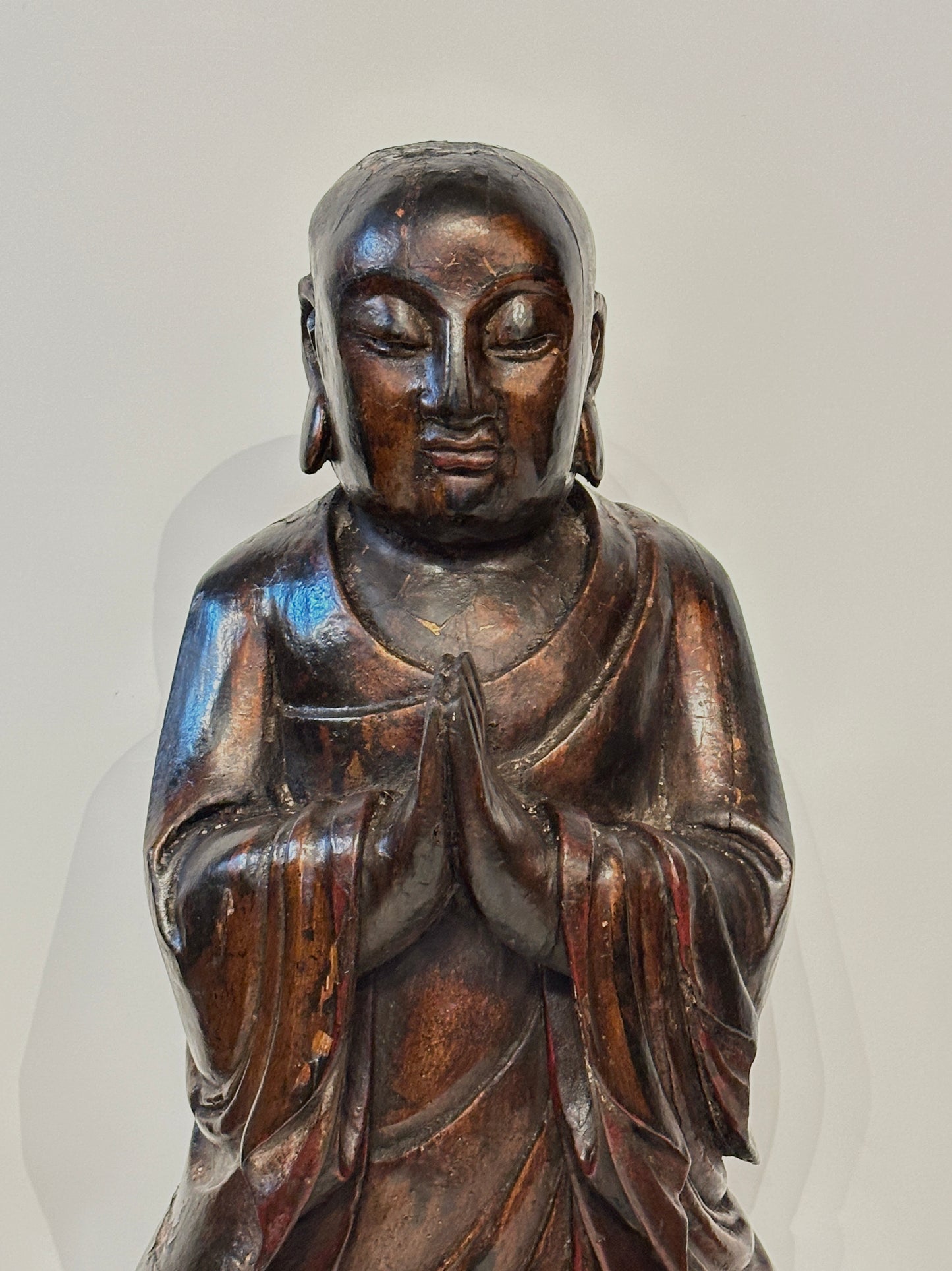 Pair of 19th Century Hand-Carved Buddhist Monks