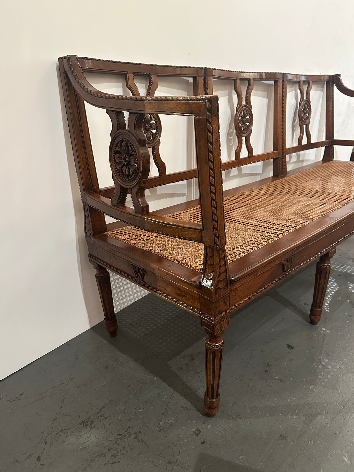 Hand-carved Walnut Tuscan 3 Seat Bench
