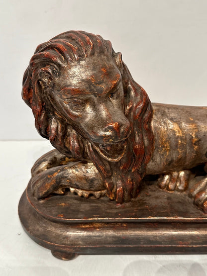 Silver Gilded Reclining Lion