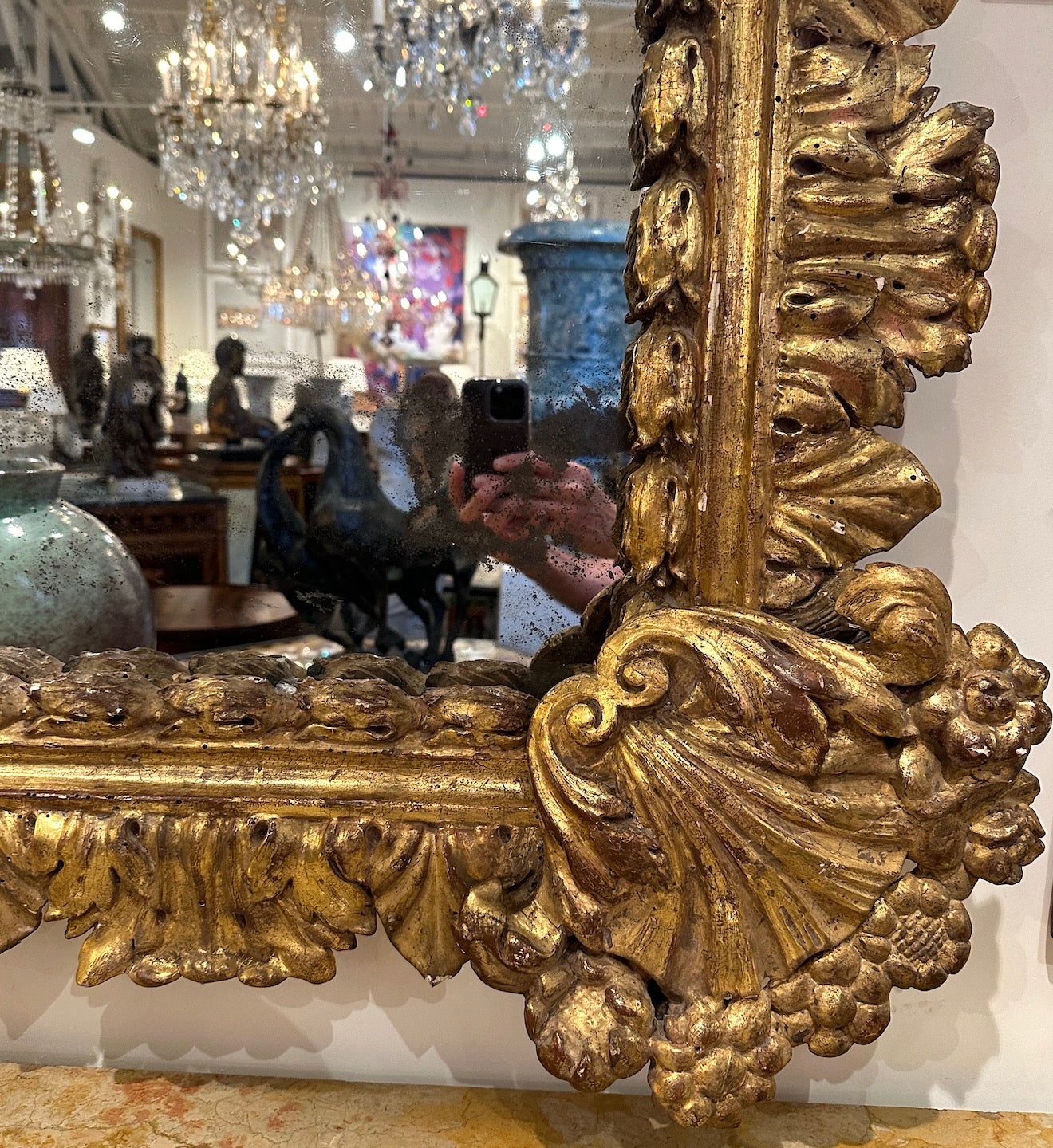 Northern Italian Gilded Square Mirror