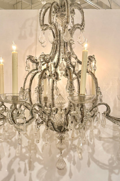 19th Century Maison Baguès Rock Crystal and Beaded Chandelier