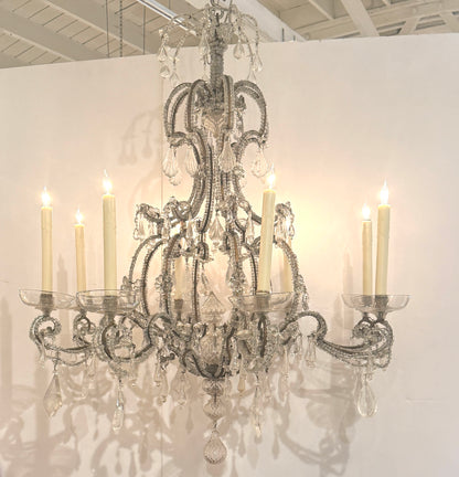 19th Century Maison Baguès Rock Crystal and Beaded Chandelier