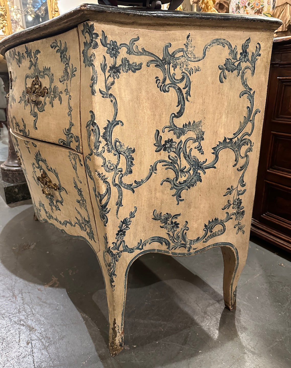 Antique Venetian Painted 2 Drawer Commode