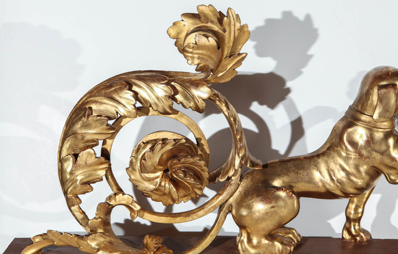 Pair of Italian, Gilded Dog Sculptures