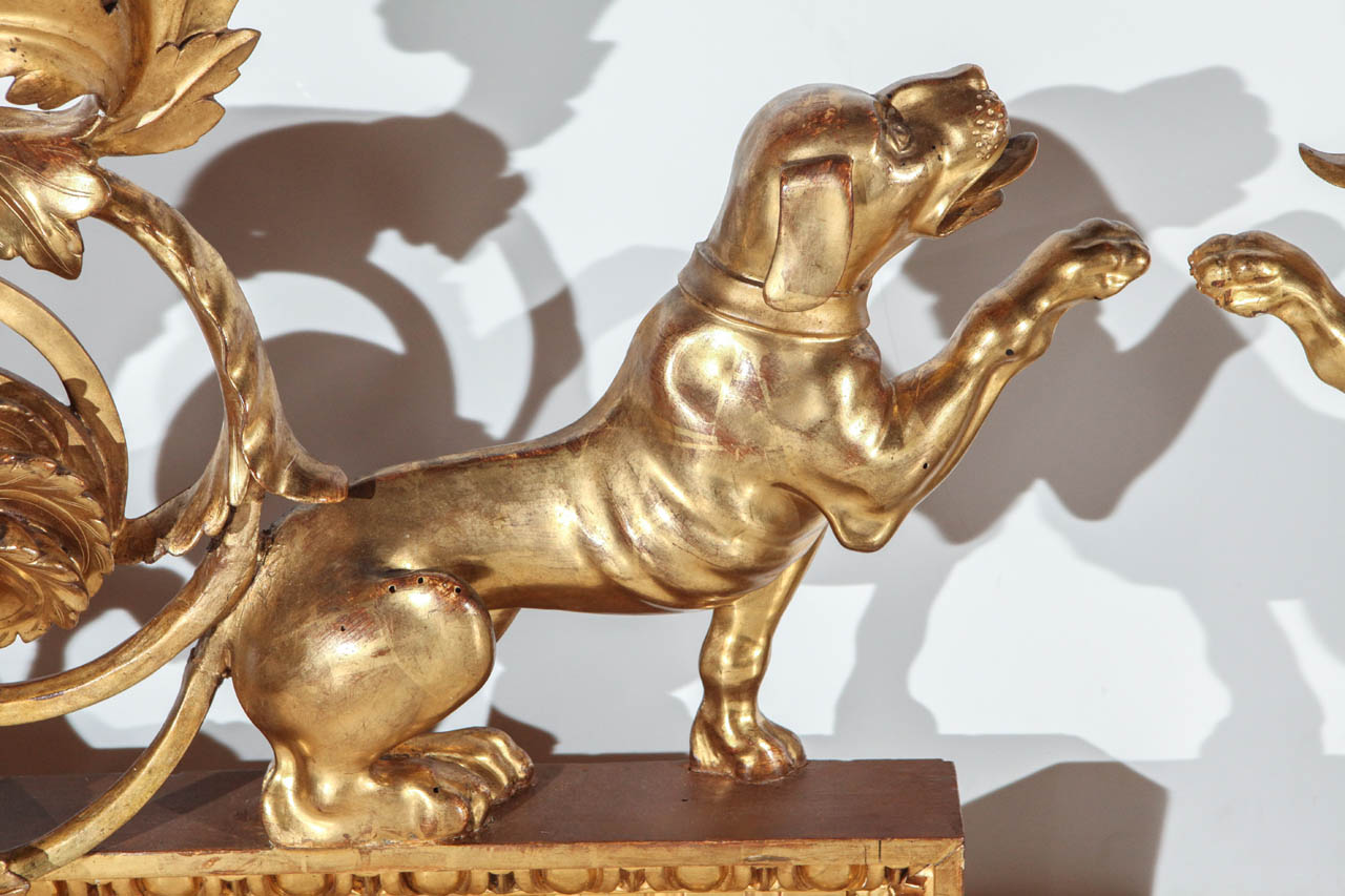 Pair of Italian, Gilded Dog Sculptures