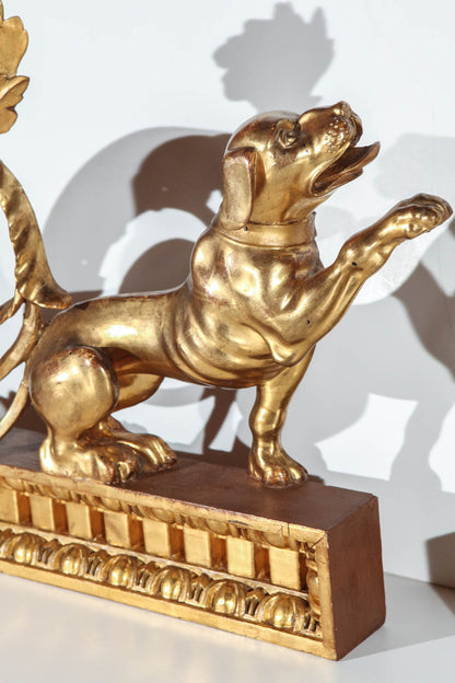 Pair of Italian, Gilded Dog Sculptures