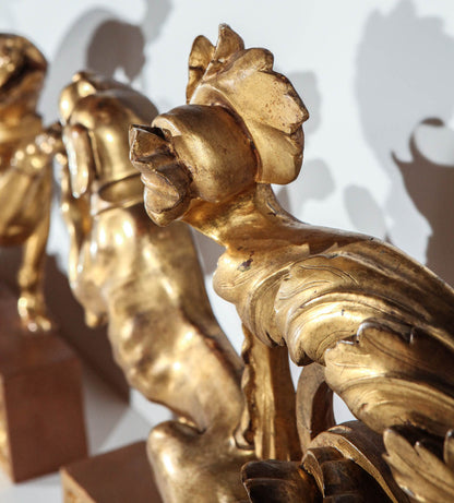 Pair of Italian, Gilded Dog Sculptures
