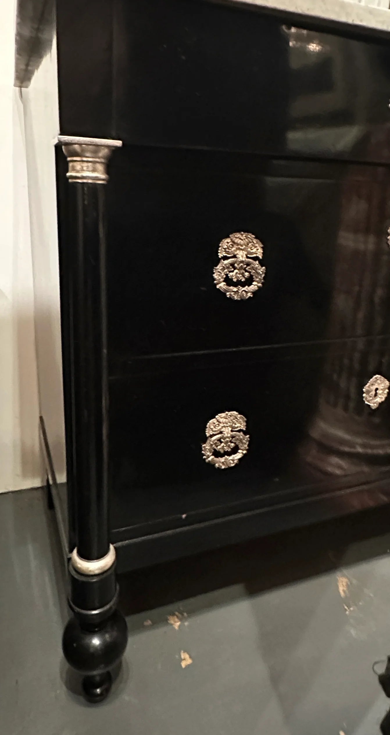 19th Century Italian Neoclassical Ebonized Commode with Carrara Marble Top