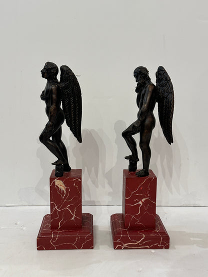 Pair of 18th Century Italian Hand-Carved Wooden Angels