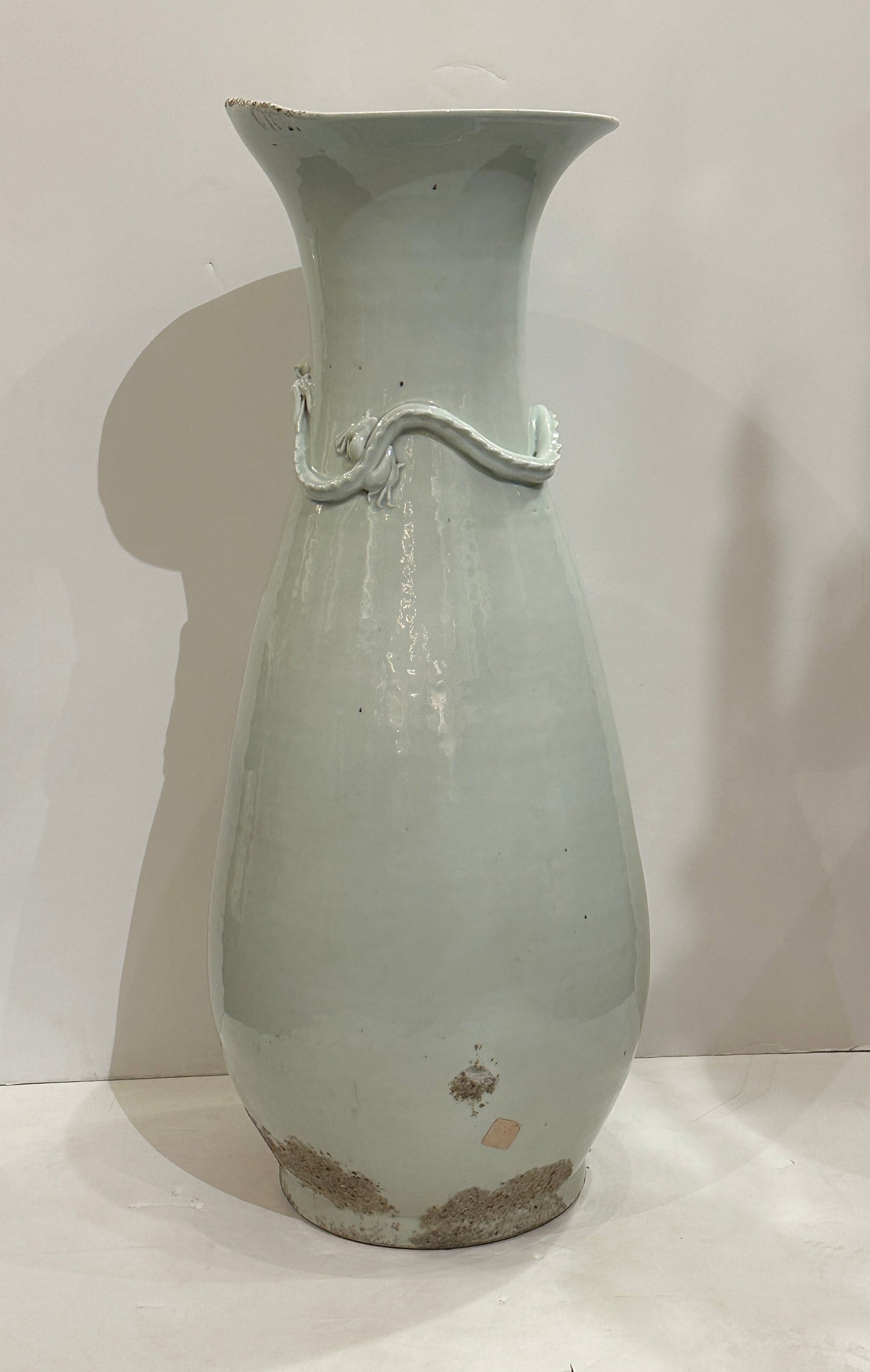 Large Chinese Hand-Thrown, Glazed Earthenware Vase
