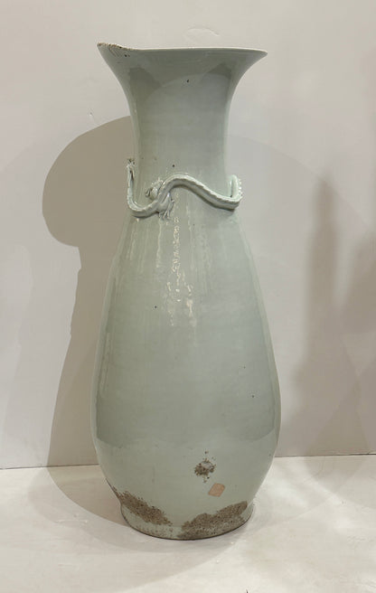 Large Chinese Hand-Thrown, Glazed Earthenware Vase
