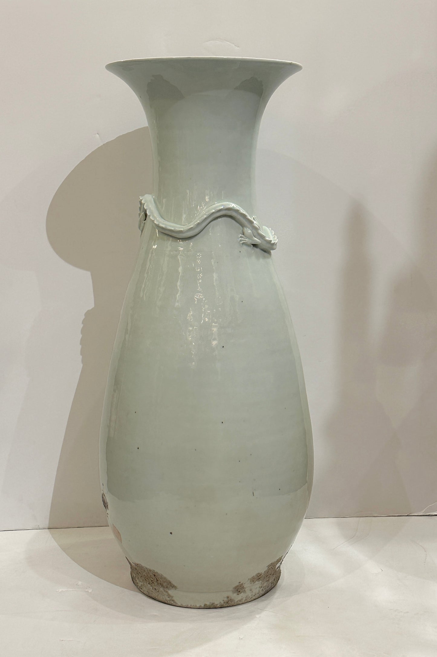 Large Chinese Hand-Thrown, Glazed Earthenware Vase