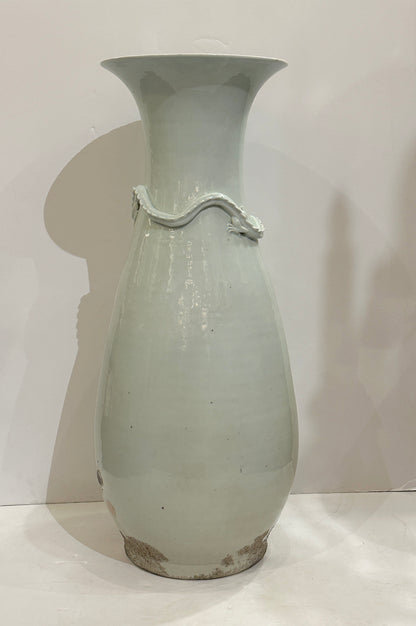 Large Chinese Hand-Thrown, Glazed Earthenware Vase