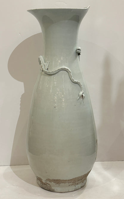 Large Chinese Hand-Thrown, Glazed Earthenware Vase