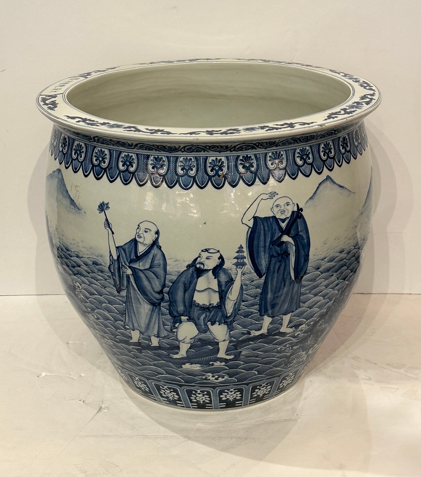 Large, Chinese Republic Period, Hand-painted Cache Pot