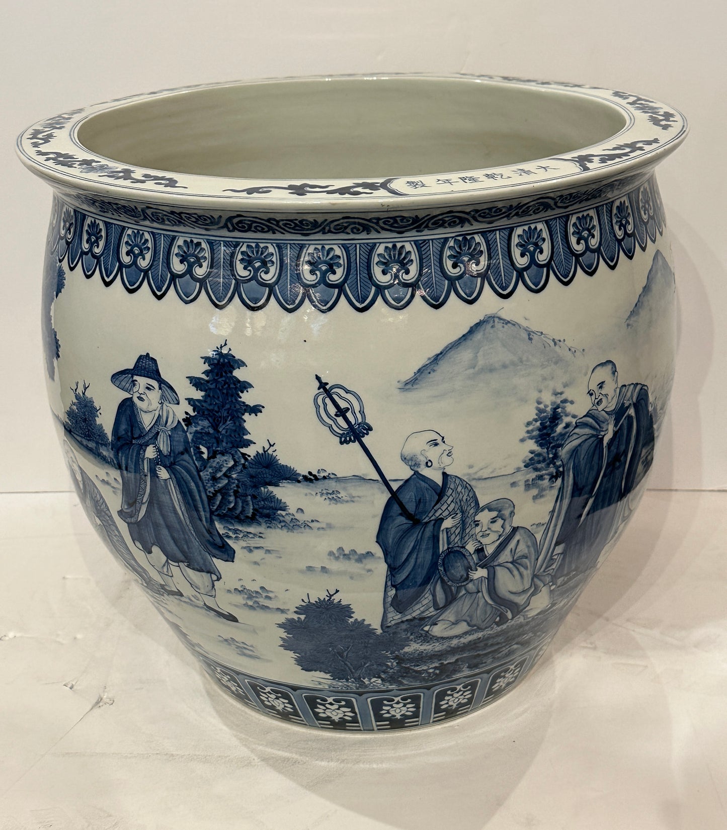 Large, Chinese Republic Period, Hand-painted Cache Pot