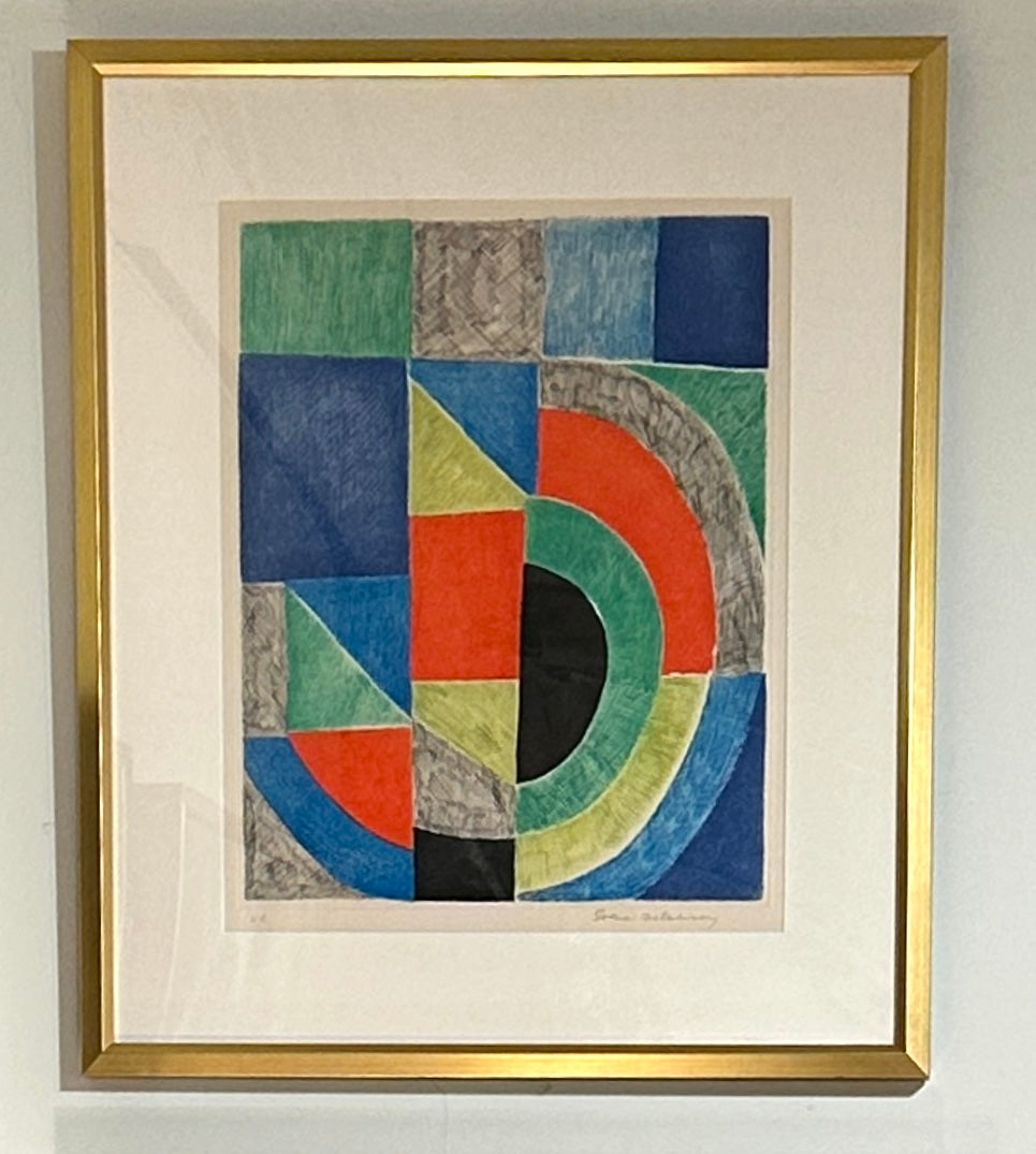 "Composition with Semi-Circles, Triangles and Squares" Signed Sonia Delaunay