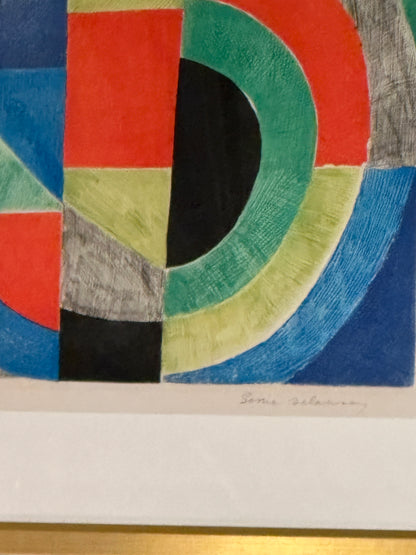"Composition with Semi-Circles, Triangles and Squares" Signed Sonia Delaunay