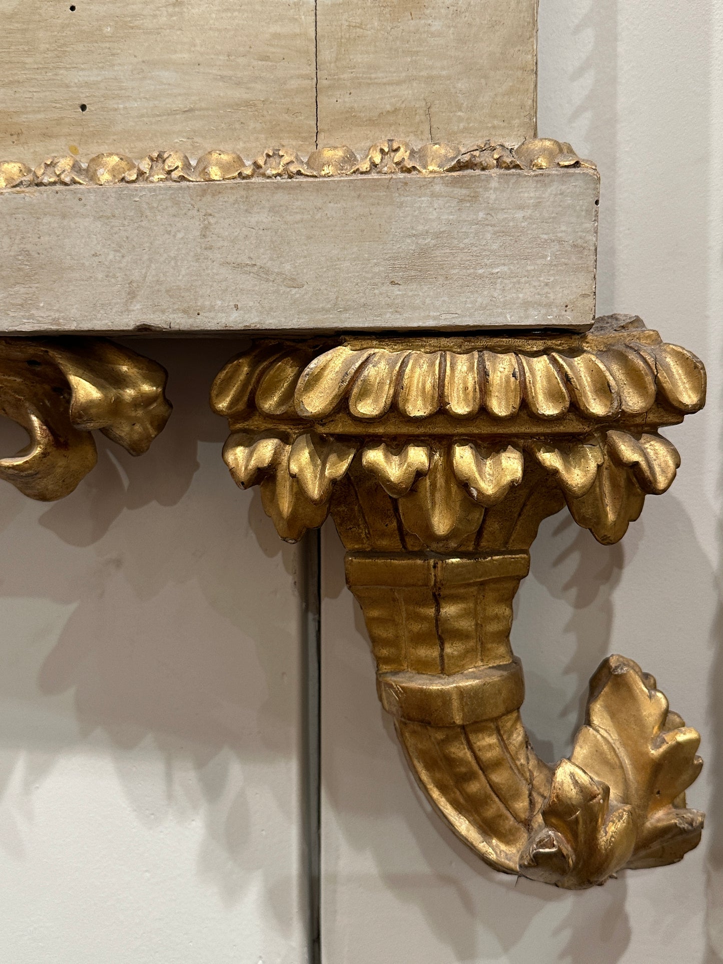 Large, Hand-Caved,Painted and Gilded Florentine Mirror Circa 1880