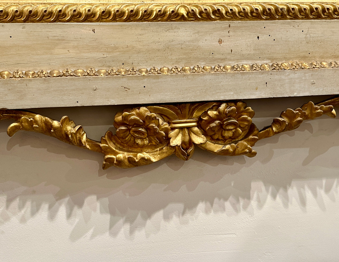 Large, Hand-Caved,Painted and Gilded Florentine Mirror Circa 1880