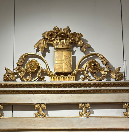 Large, Hand-Caved,Painted and Gilded Florentine Mirror Circa 1880