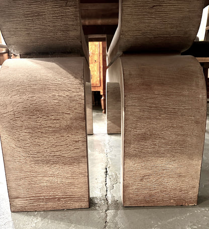 Chic Solid Bleached Oak Extension Dining Table — France, 1940s