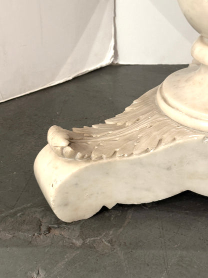 French Carrara Marble Round Pedestal Table — 19th Century